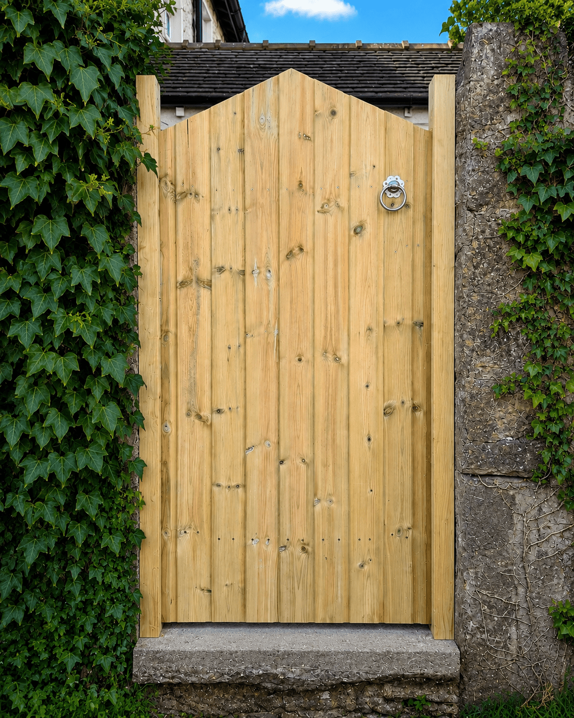Gates with new posts timber side gate installed by The Side Gate Company